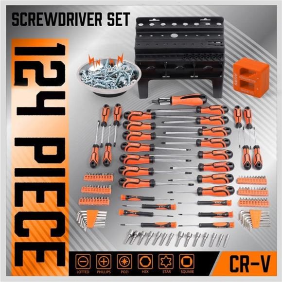 124Piece Ultimate Screwdriver Setwith Magnetic Tips& Racking,Premium Screwdriver - Picture 3 of 7